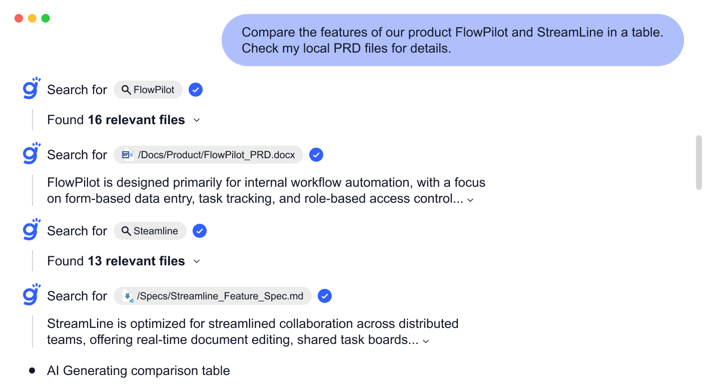 Gety AI integration with local files