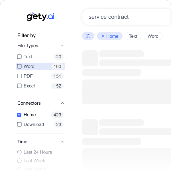 Gety search filters for connector, time, and sort