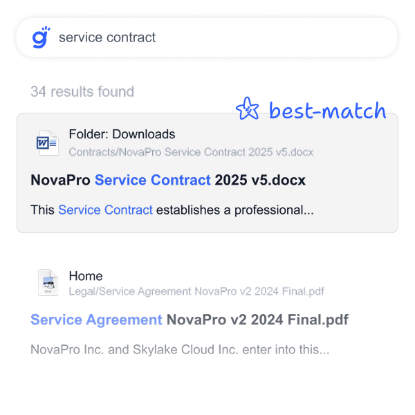 Gety smart ranking showing best-matching document at top
